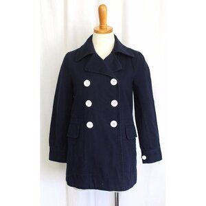 J Crew Petite Peacoat In Heavyweight Cotton Twill Navy Blue Size 00P NWT G3206